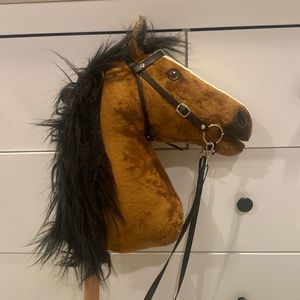 bay hobby horse and bridle